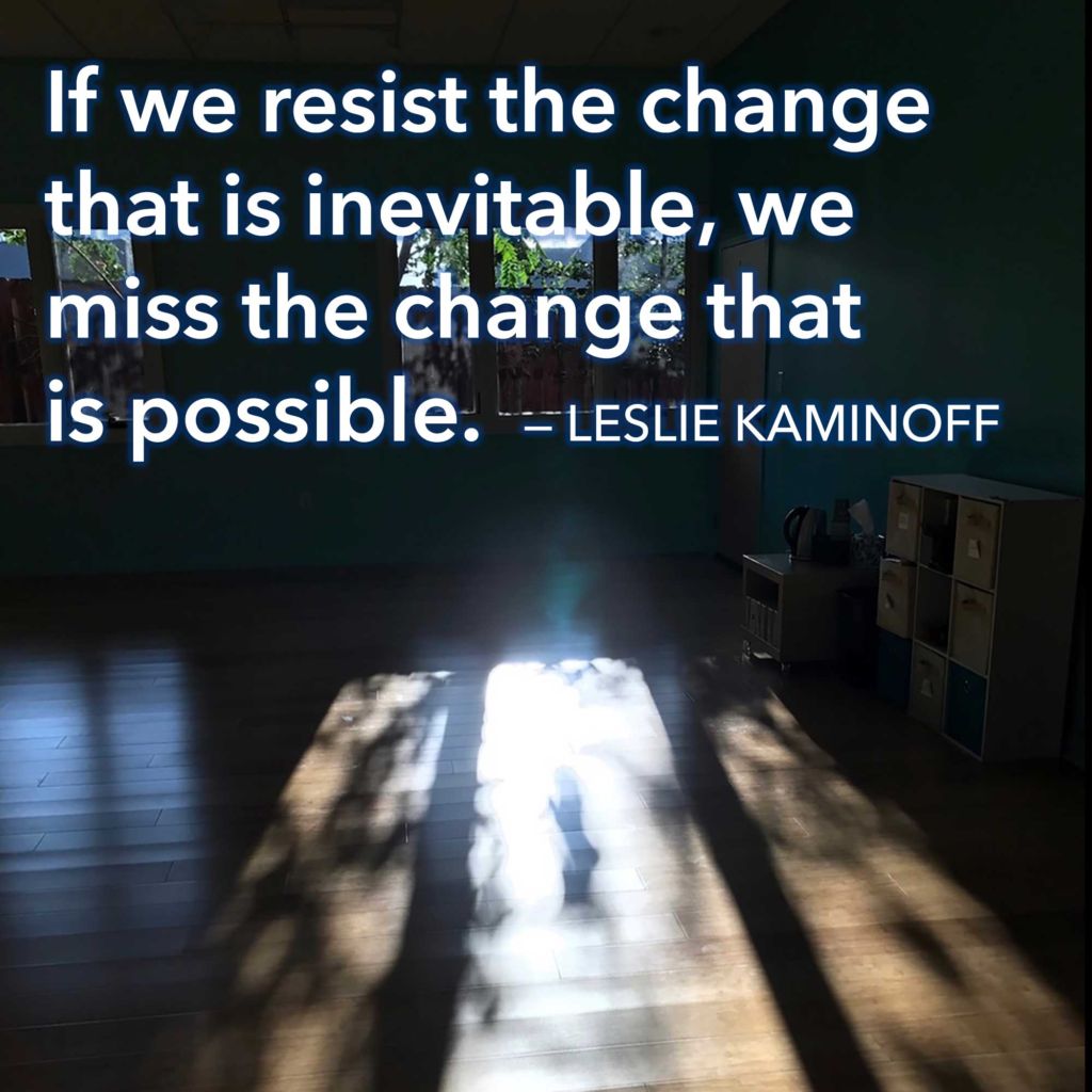 If we resist the change that is inevitable, we miss the change that is possible.